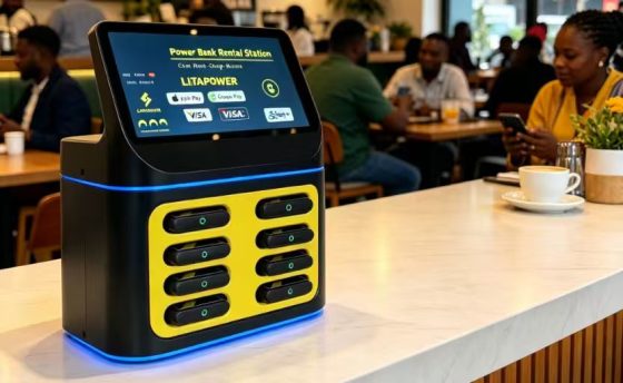 Power Bank Rental UAE restaurant front desk usage with Litapower shared power bank station