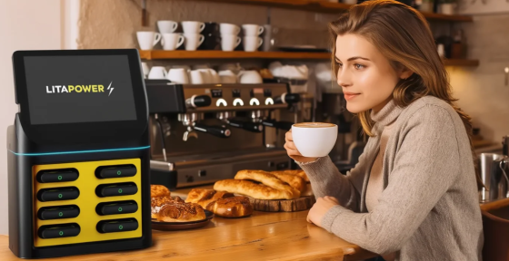 Shared Power Bank Rental Andorra Station in Café
