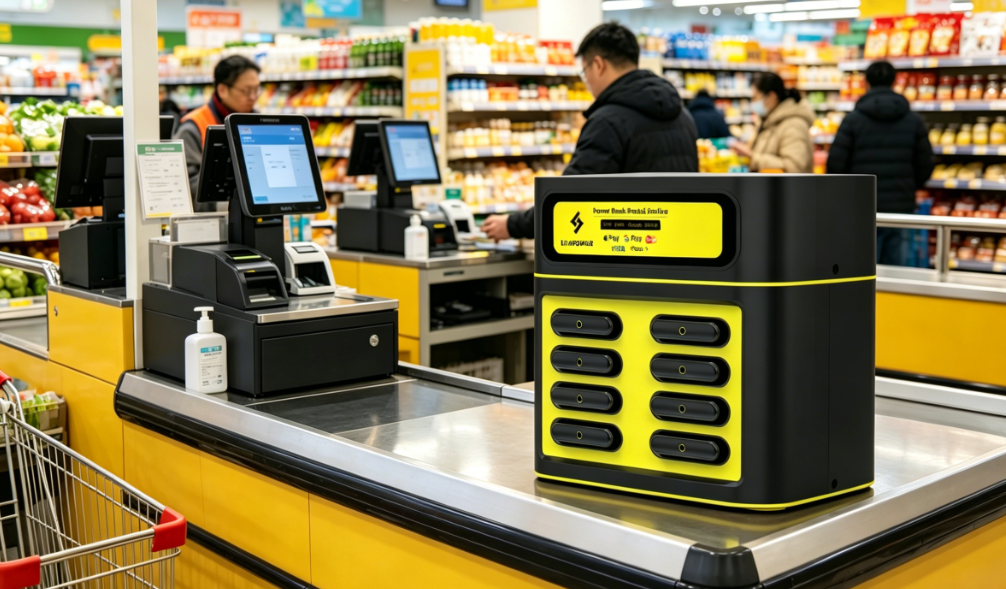 Portable San Marino shared power bank available in public plaza for mobile charging