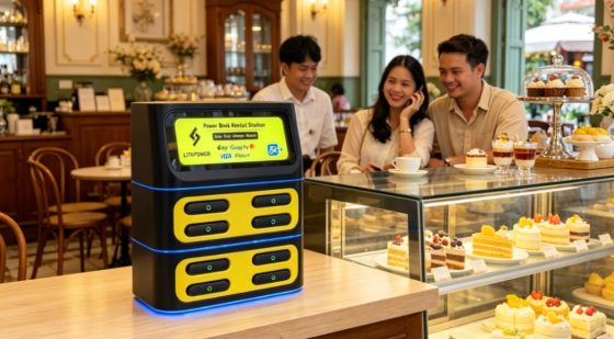 Myanmar Shared Power Bank Deployed in a Cake Shop for Customer Device Charging