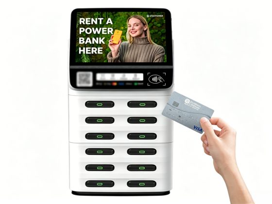 12-Slot Embedded POS Power Bank with Display Screen, Stacked Design