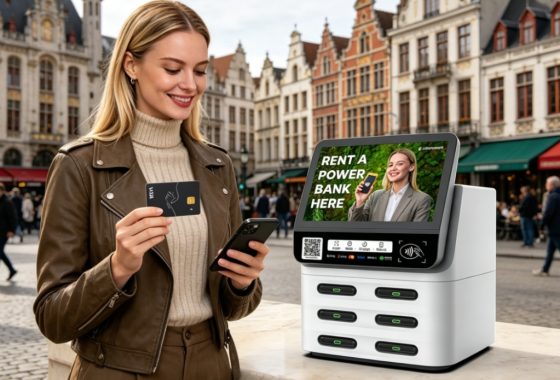 Bulgaria POS shared power bank | Nayax POS all-in-one | Street café rental scene