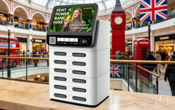 shared power bank POS machine in the UK with display screen supporting advertising and rental services