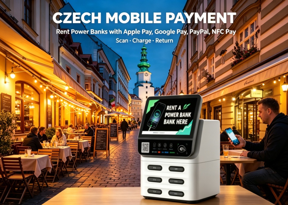 Czech shared power bank landing, successfully integrated with Czech local payments, domestic payment systems, and international payment methods.