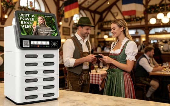 Germany POS shared power bank in retail and restaurant locations, supporting card and contactless payment