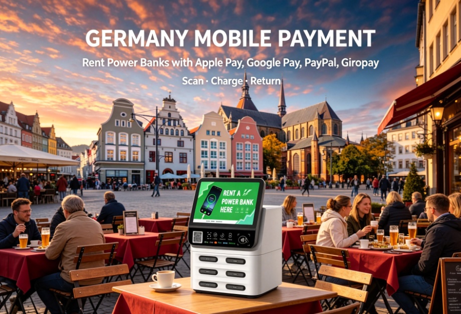 Germany phone charging station in hotel, shopping mall, airport, and tourism scenarios
